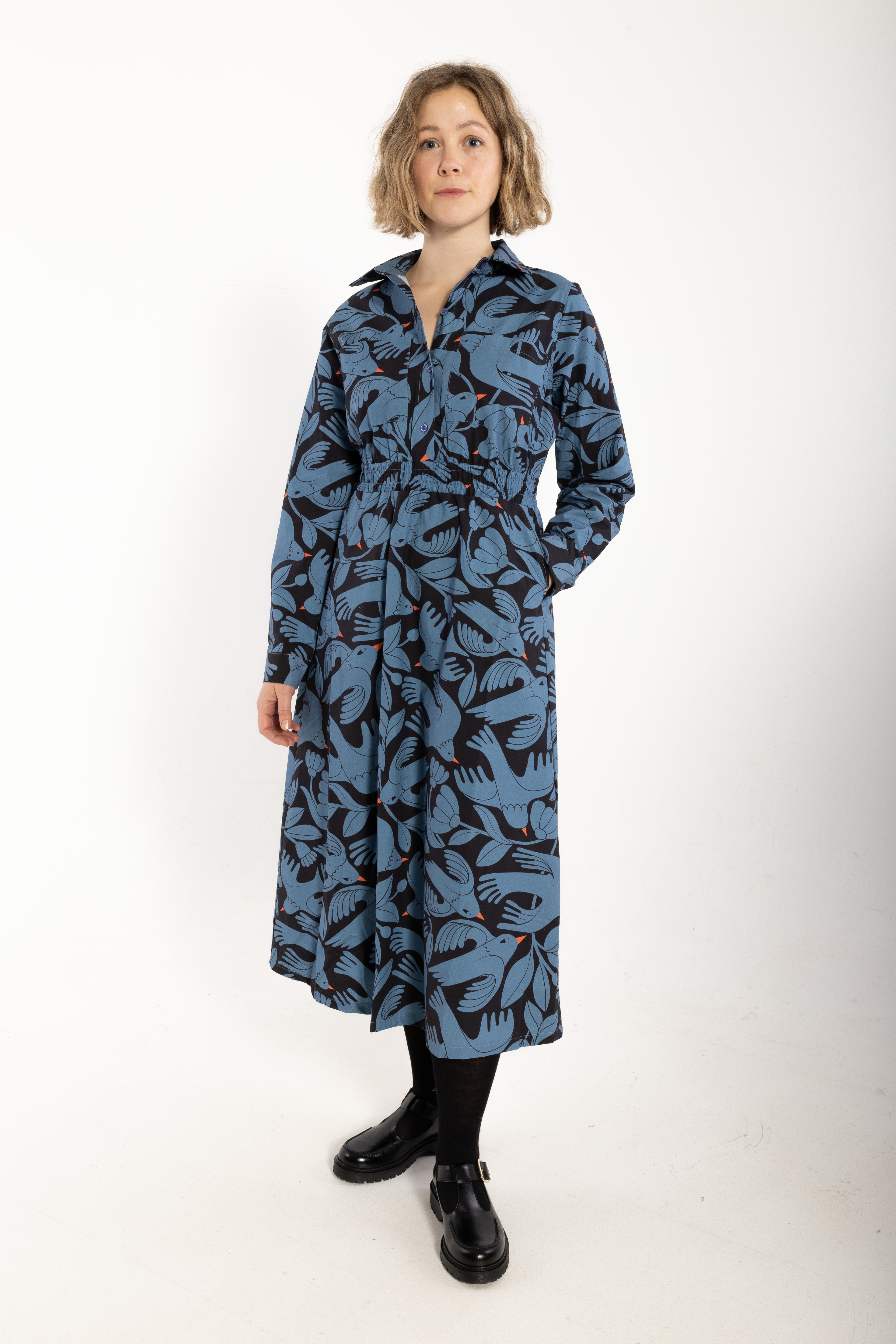 Danegrundtvig Poplin Stretch Dress Black/Porcelaine BIRDIEUP