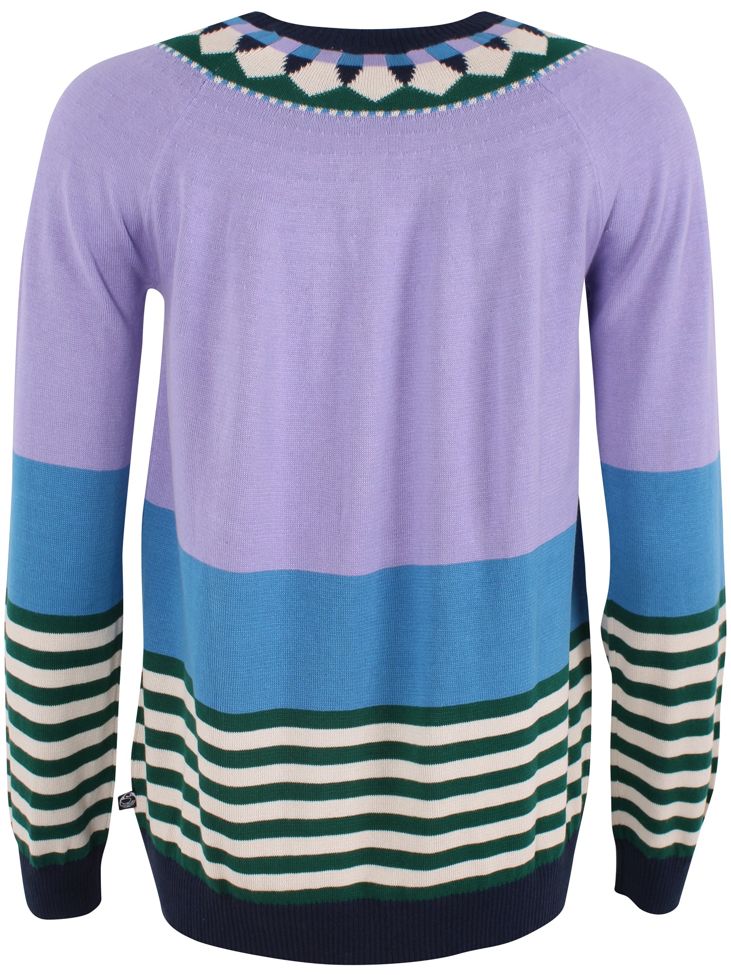 Lækker farverig bomuldssweater med grafisk mønster til kvinder