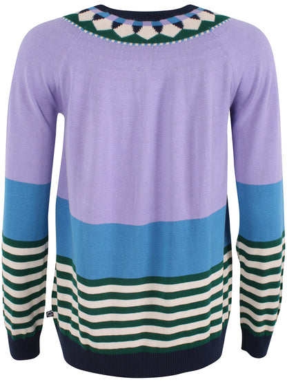 Lækker farverig bomuldssweater med grafisk mønster til kvinder