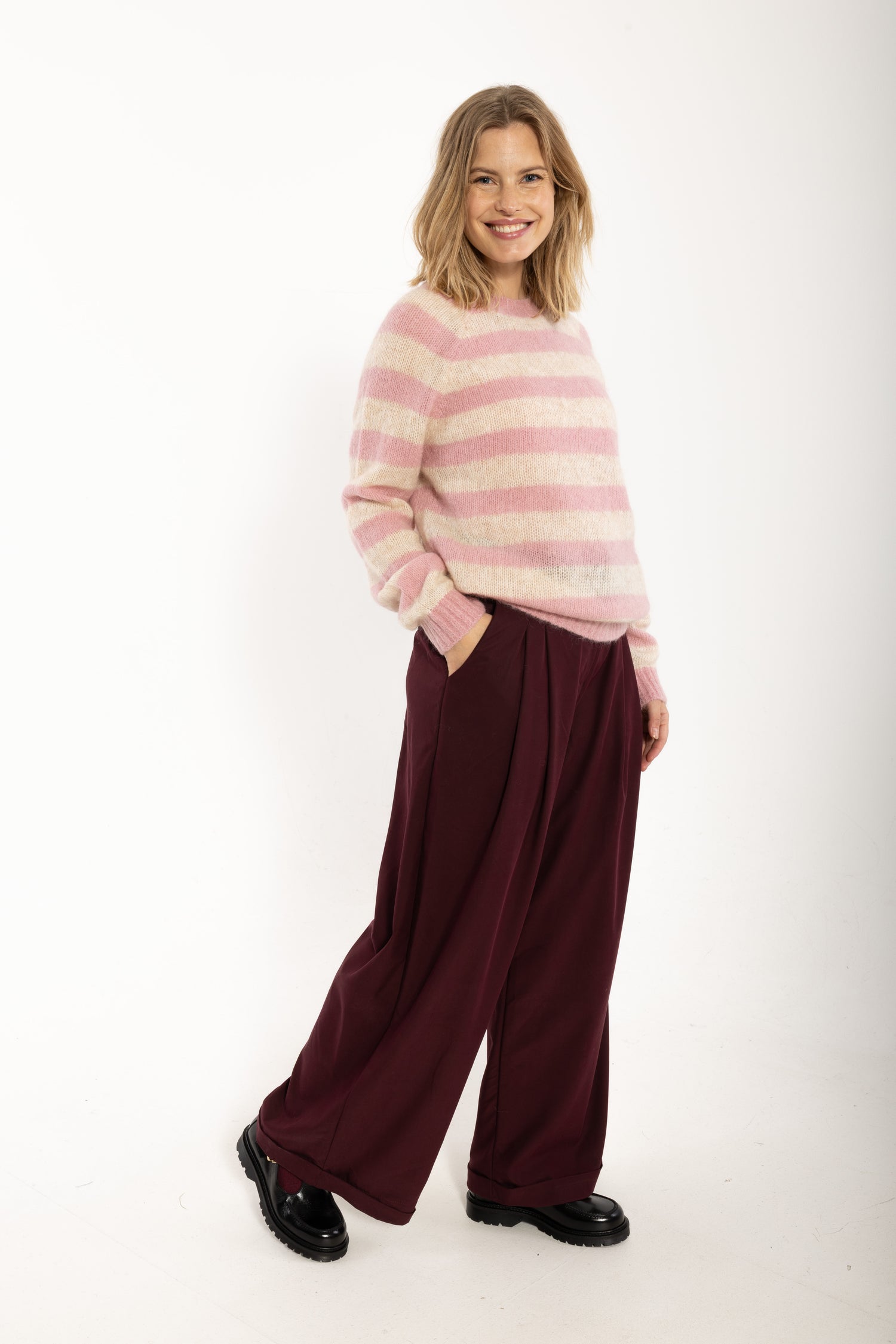 Daneherbal Mohair Sweater Cold Pink/Light Beige