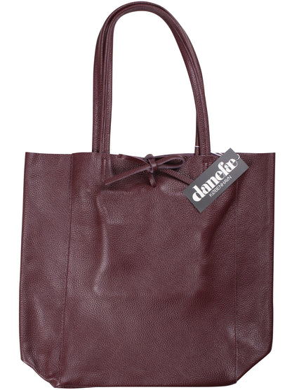 Vinrød læder taske lavet af ægte italiensk læder