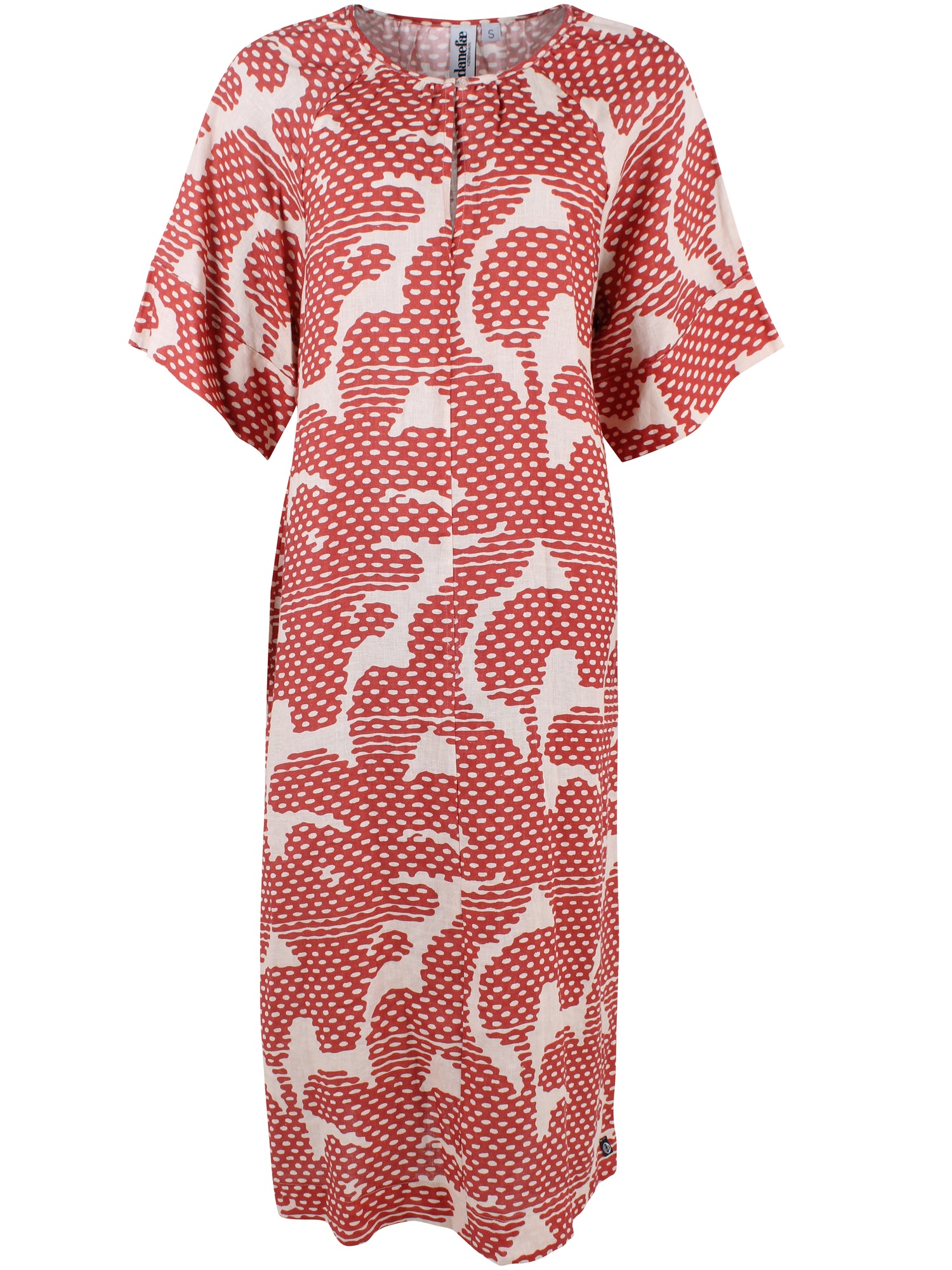 Sød mønstret kjole i lækker hørblanding til kvinder