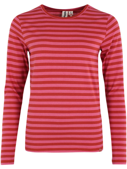 Lækker bluse med striber i rød og pink til kvinder