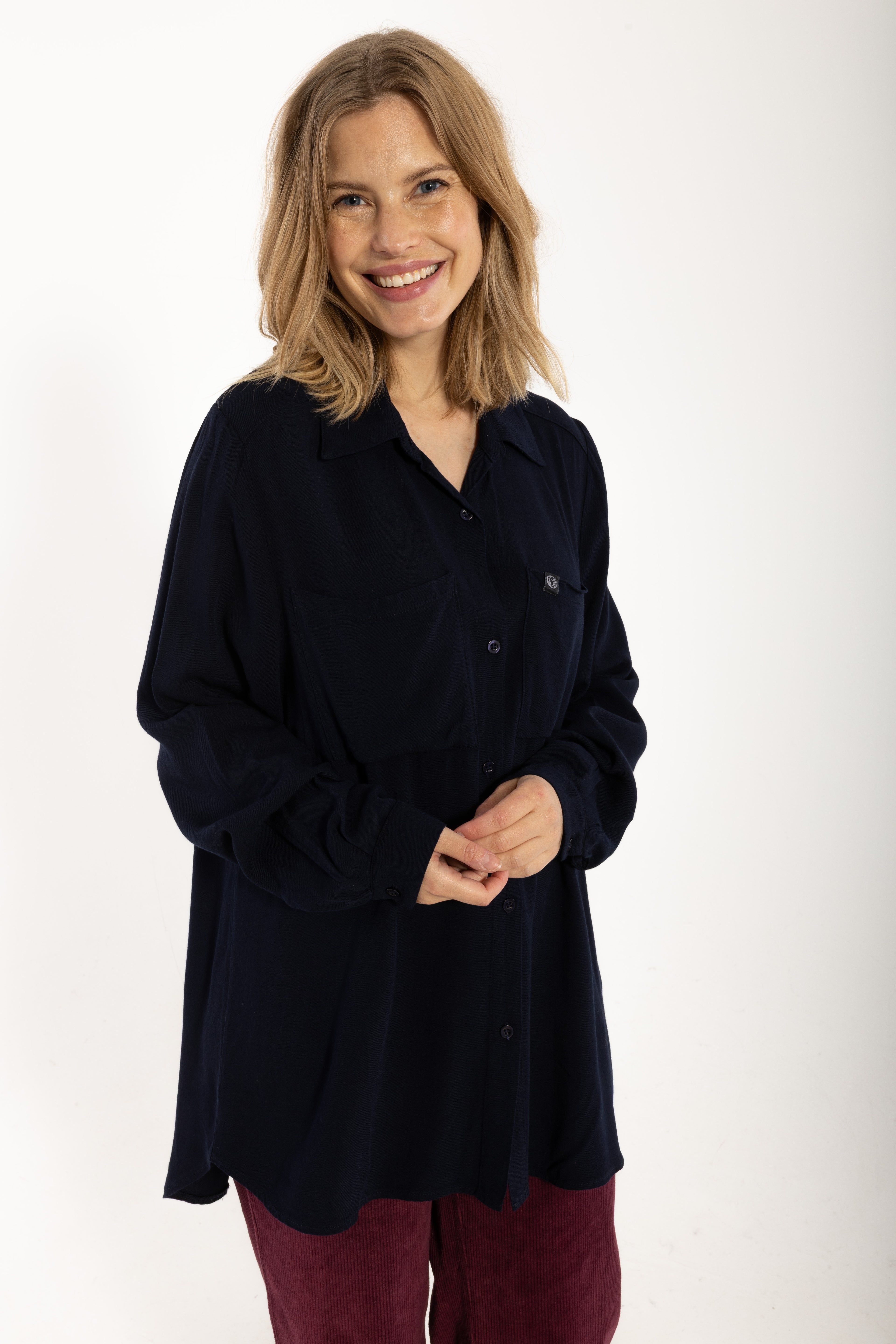 Danekierkegaard Wool-Mix Long Shirt Dark Navy