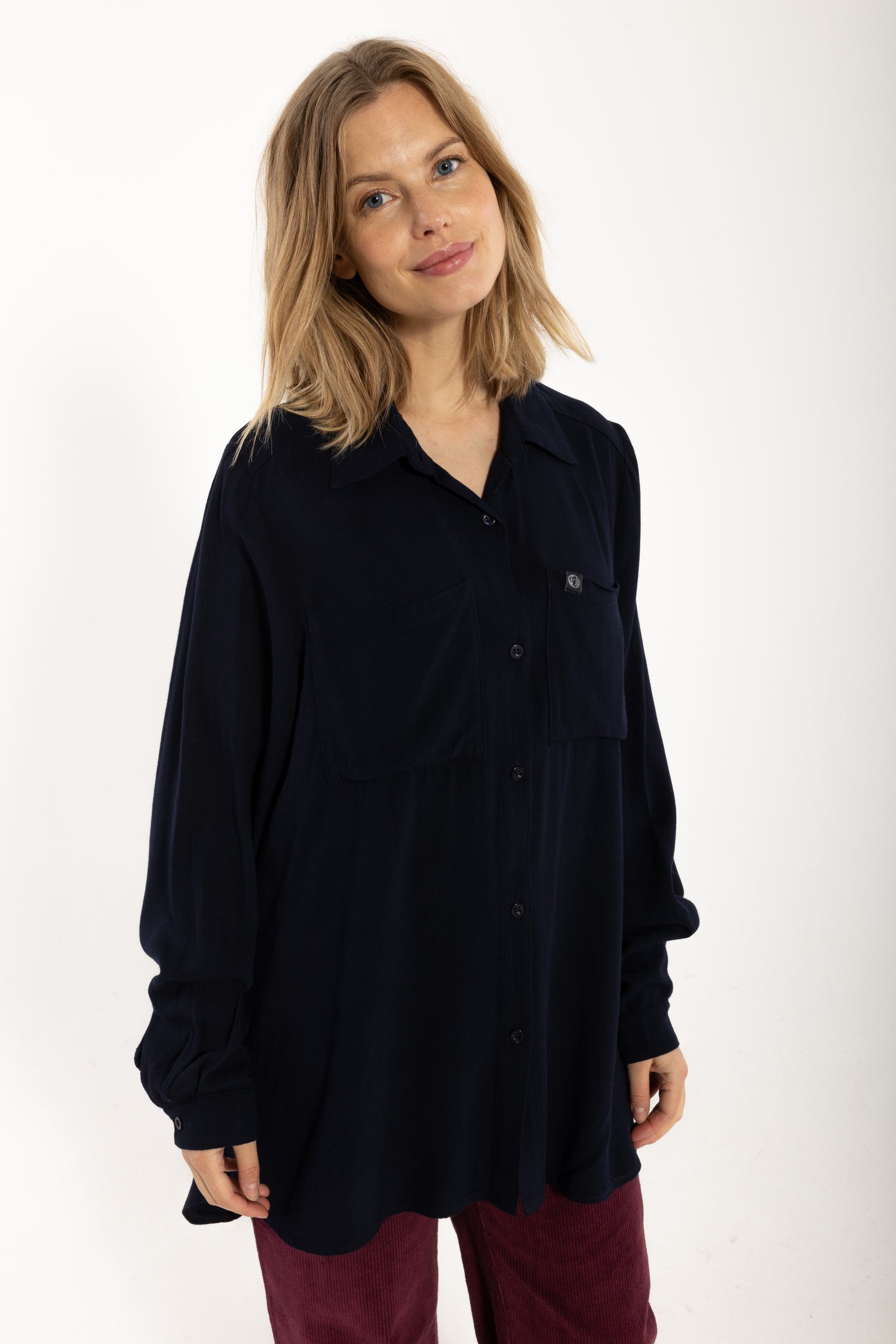 Danekierkegaard Wool-Mix Long Shirt Dark Navy