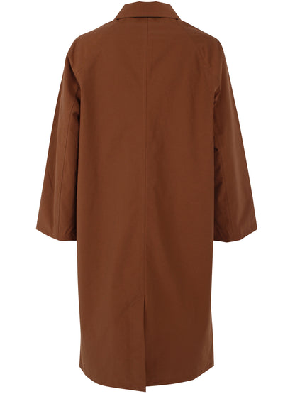 Elegant brun trenchcoat til kvinder med mønstret for