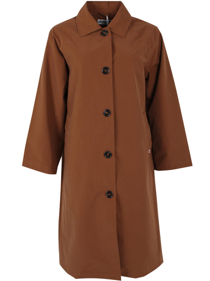 Elegant brun trenchcoat med mønstret for til kvinder-8