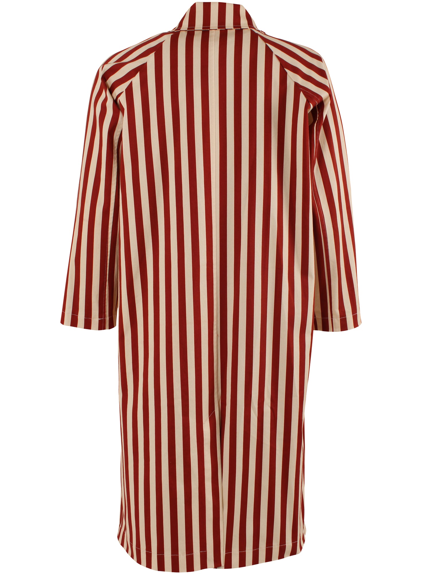 Flot canvasjakke med cool striber i brændt rød og varm sandfarve