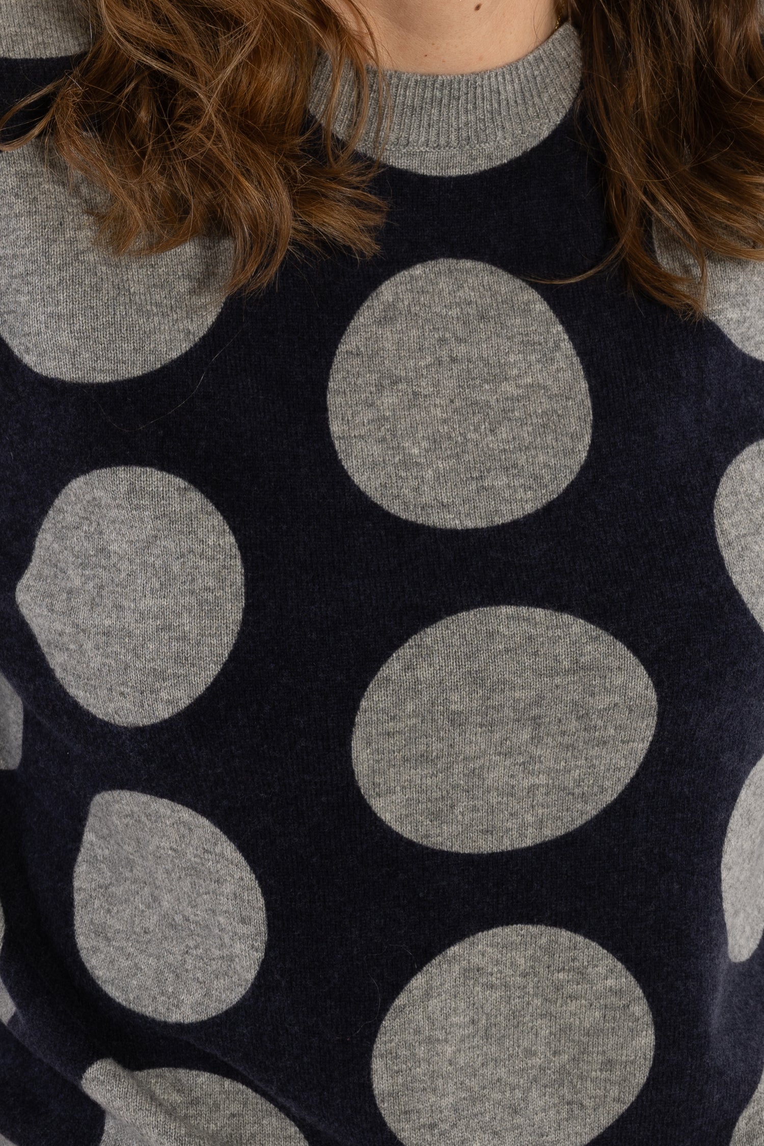 Daneletter Merino Wool AOP Sweater Dark Navy/Heather Grey MEGADOTS