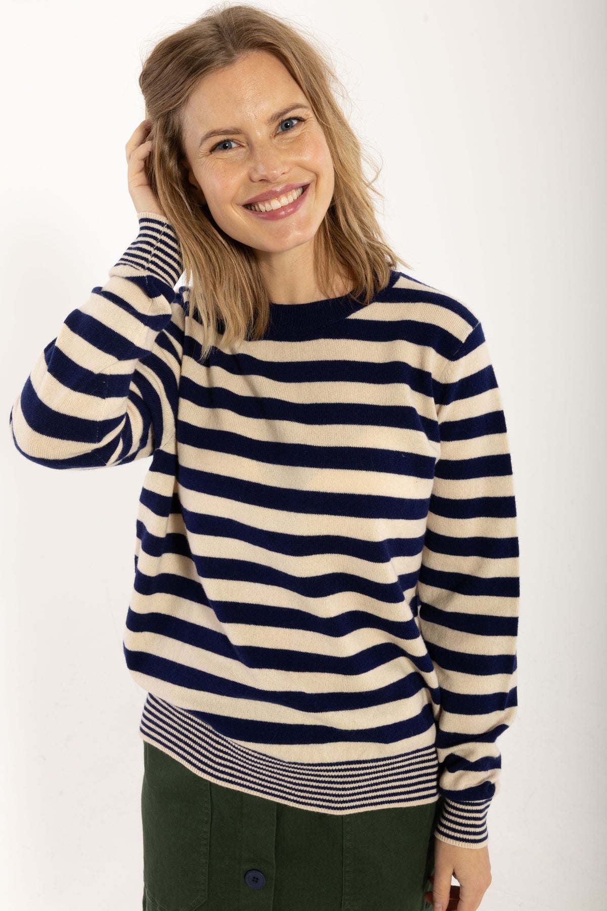 Daneletter Merino Wool Sweater Deep Blue/Light Beige