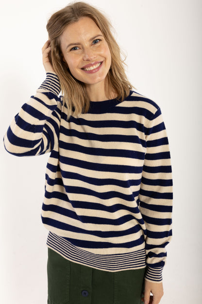 Daneletter Merino Wool Sweater Deep Blue/Light Beige