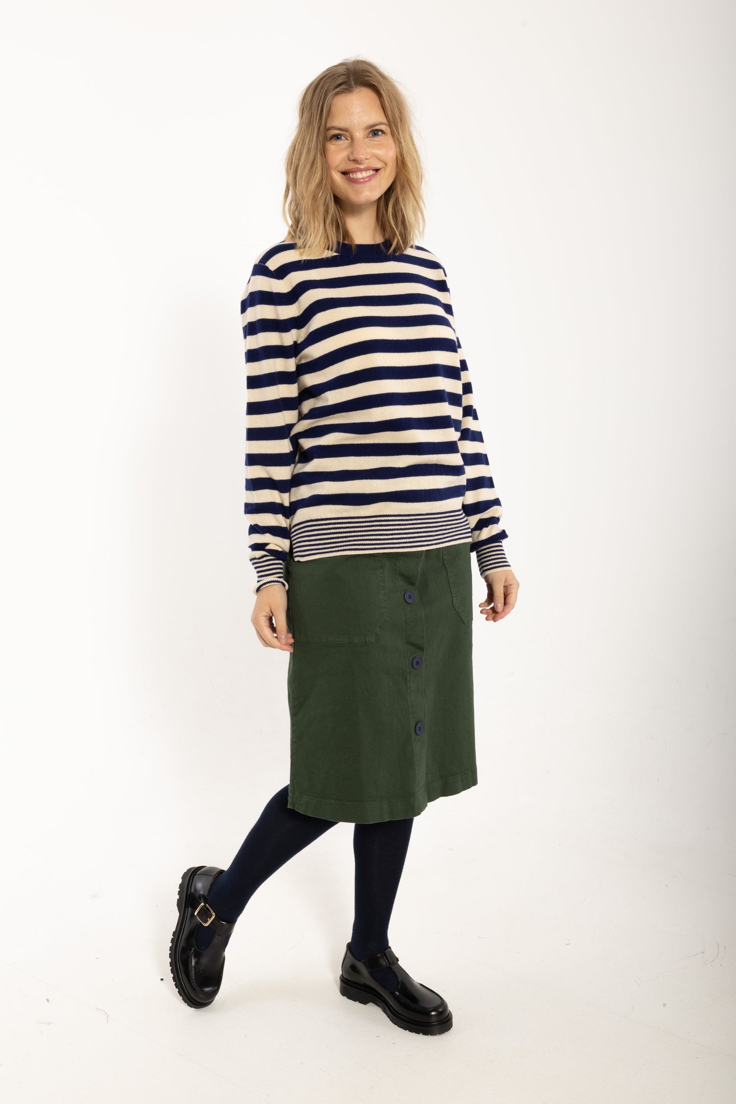 Daneletter Merino Wool Sweater Deep Blue/Light Beige