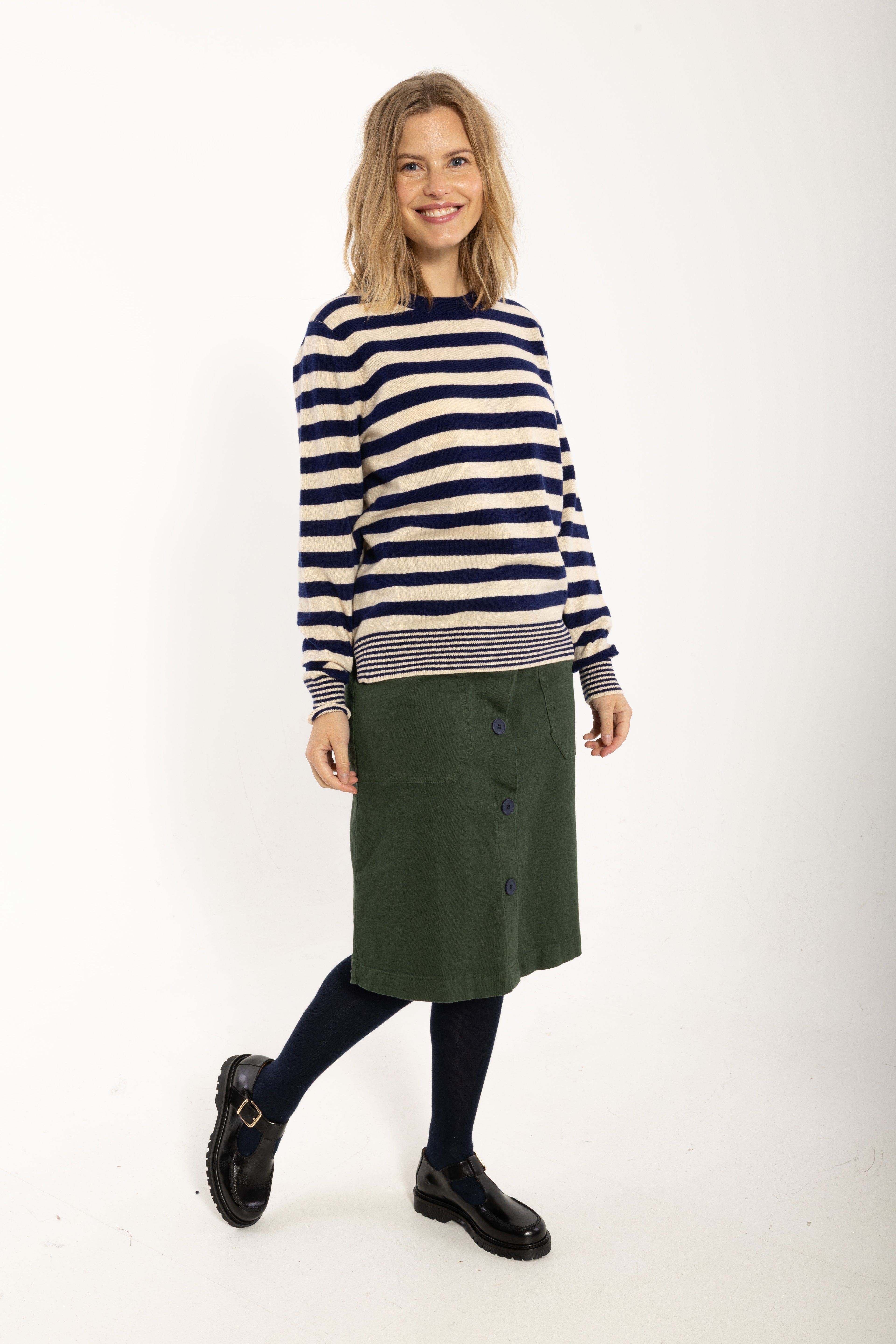 Daneletter Merino Wool Sweater Deep Blue/Light Beige