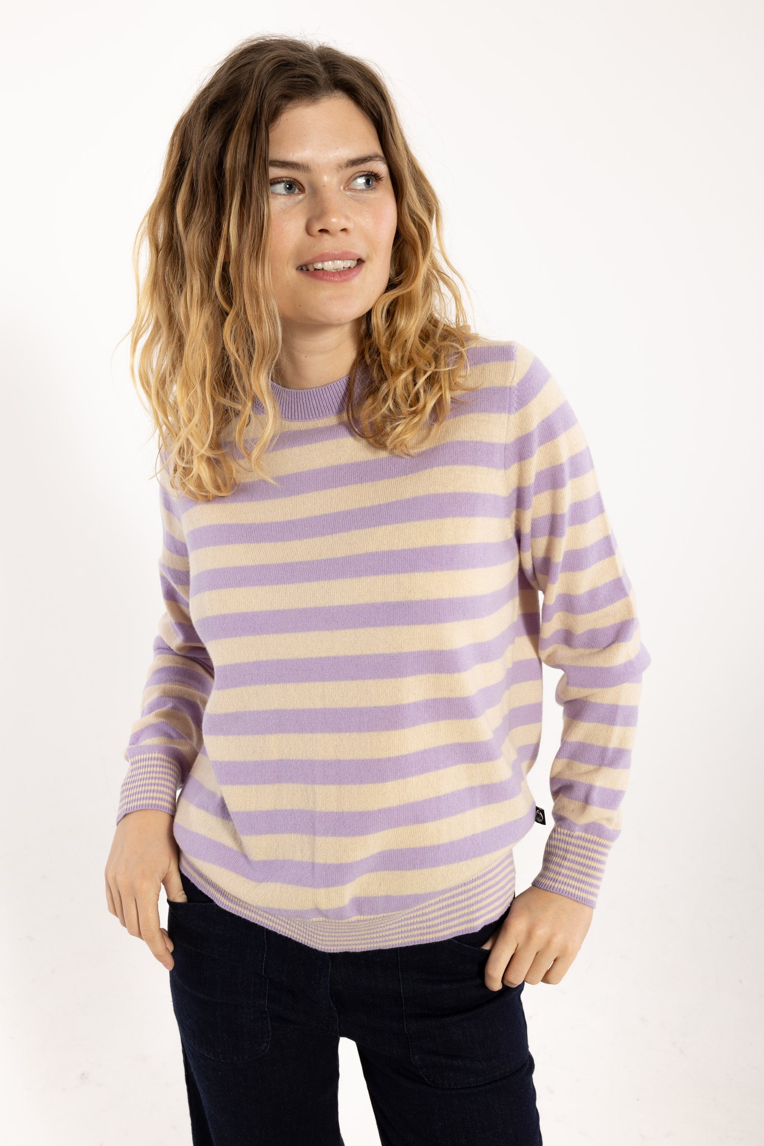 Daneletter Merino Wool Sweater Ice Lilac/Light Beige