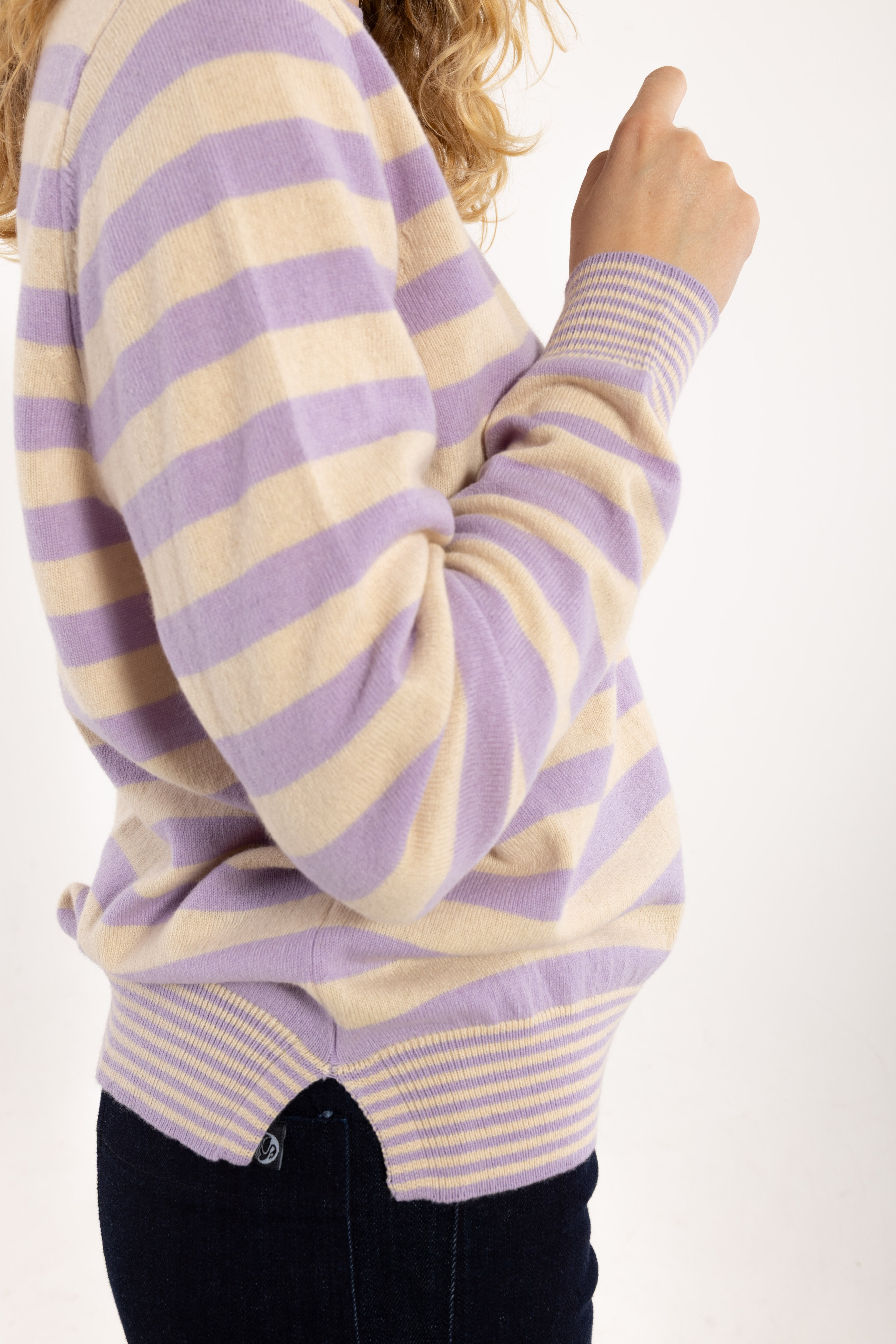 Daneletter Merino Wool Sweater Ice Lilac/Light Beige