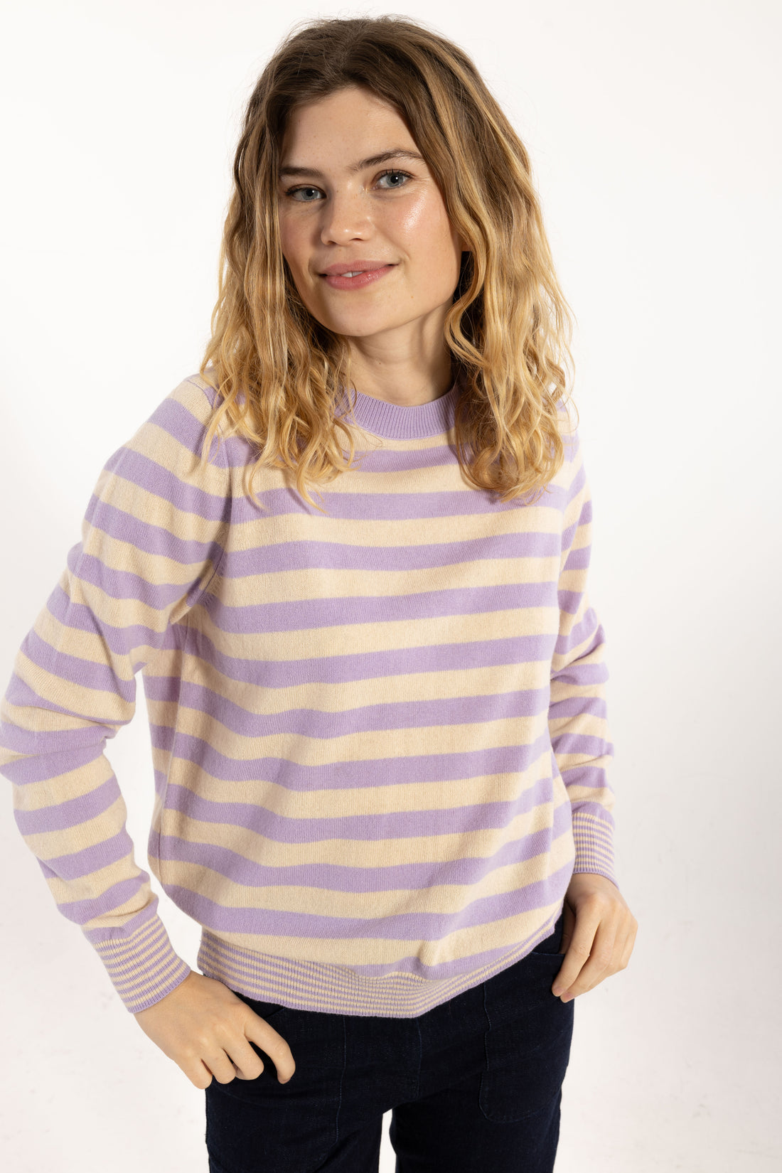 Daneletter Merino Wool Sweater Ice Lilac/Light Beige