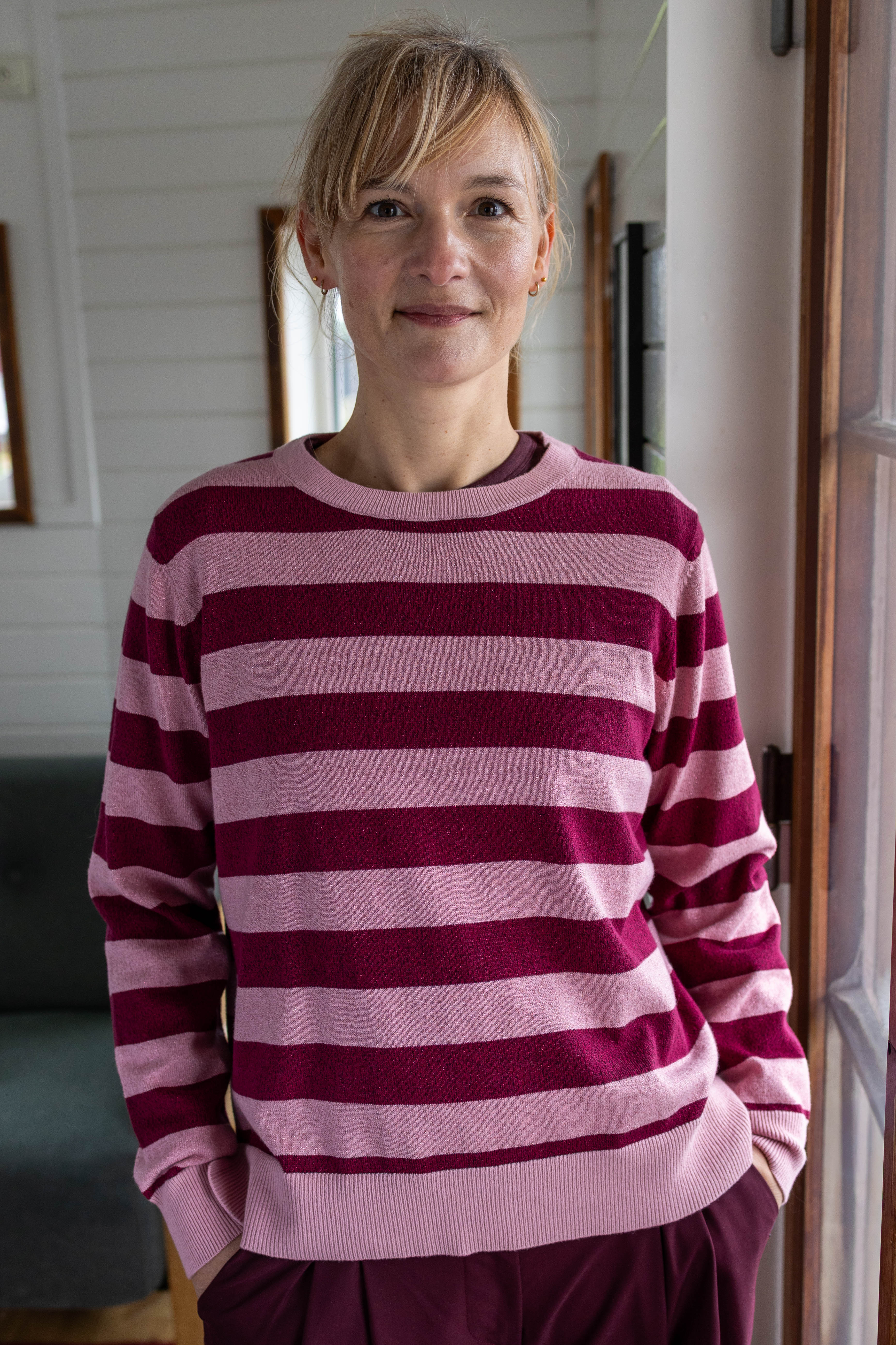 Daneletter Wool-Mix Glitter Sweater Ancient Rose/Dark Cherry
