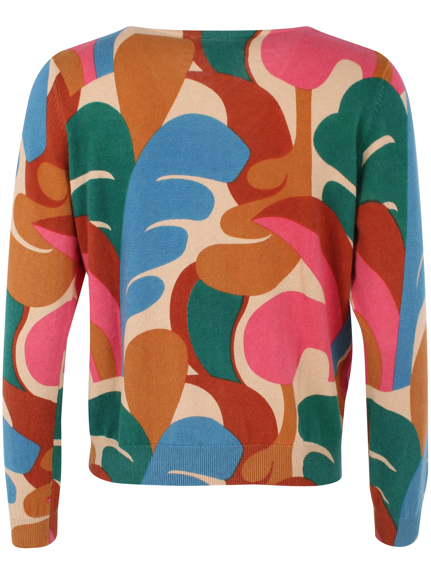 Fin cardigan i uldmix med farverigt mønster til kvinder