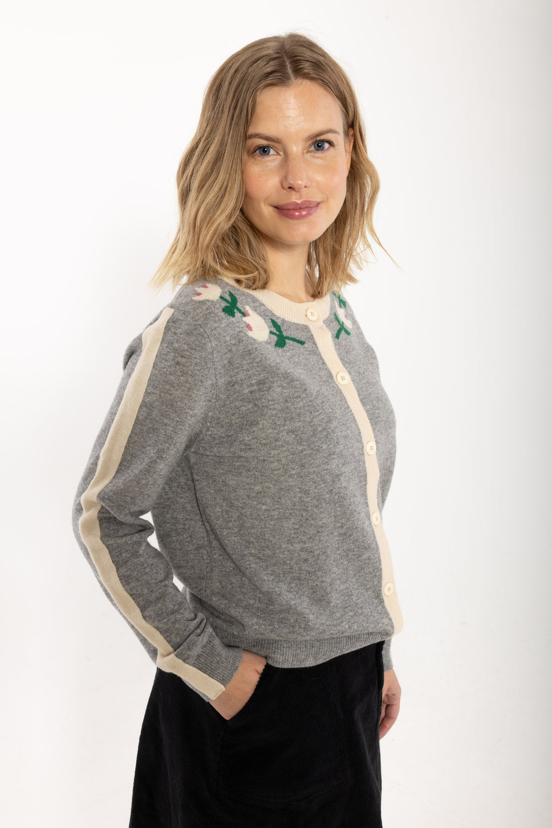 Danelife Merino Wool Cardigan Heather Grey