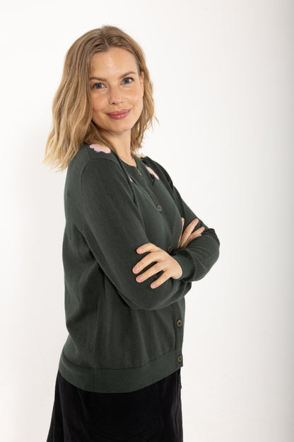 Danelife Wool-Mix Cardigan Dark Army FLOWER