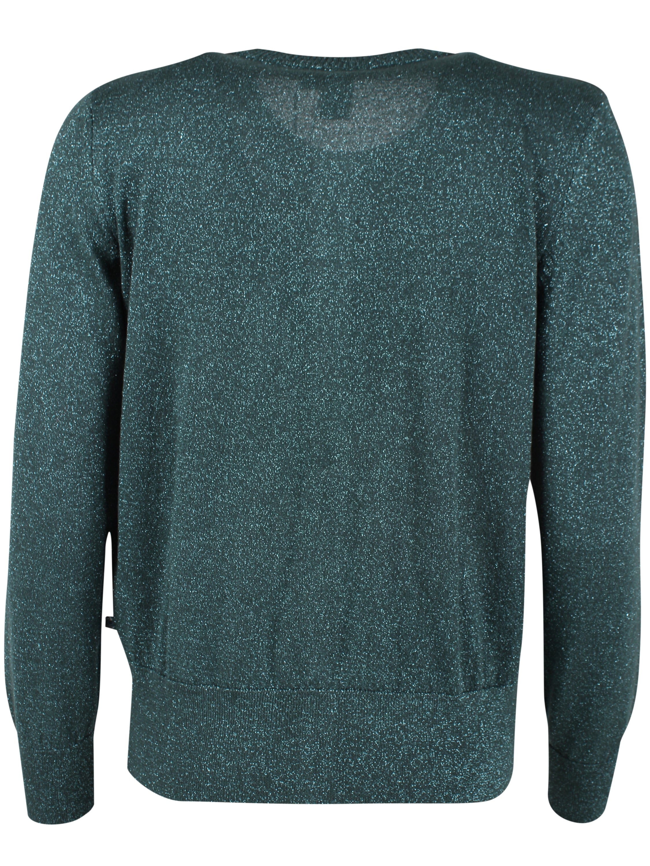 Lækker mørkegrøn cardigan med glitter og rund hals til kvinder