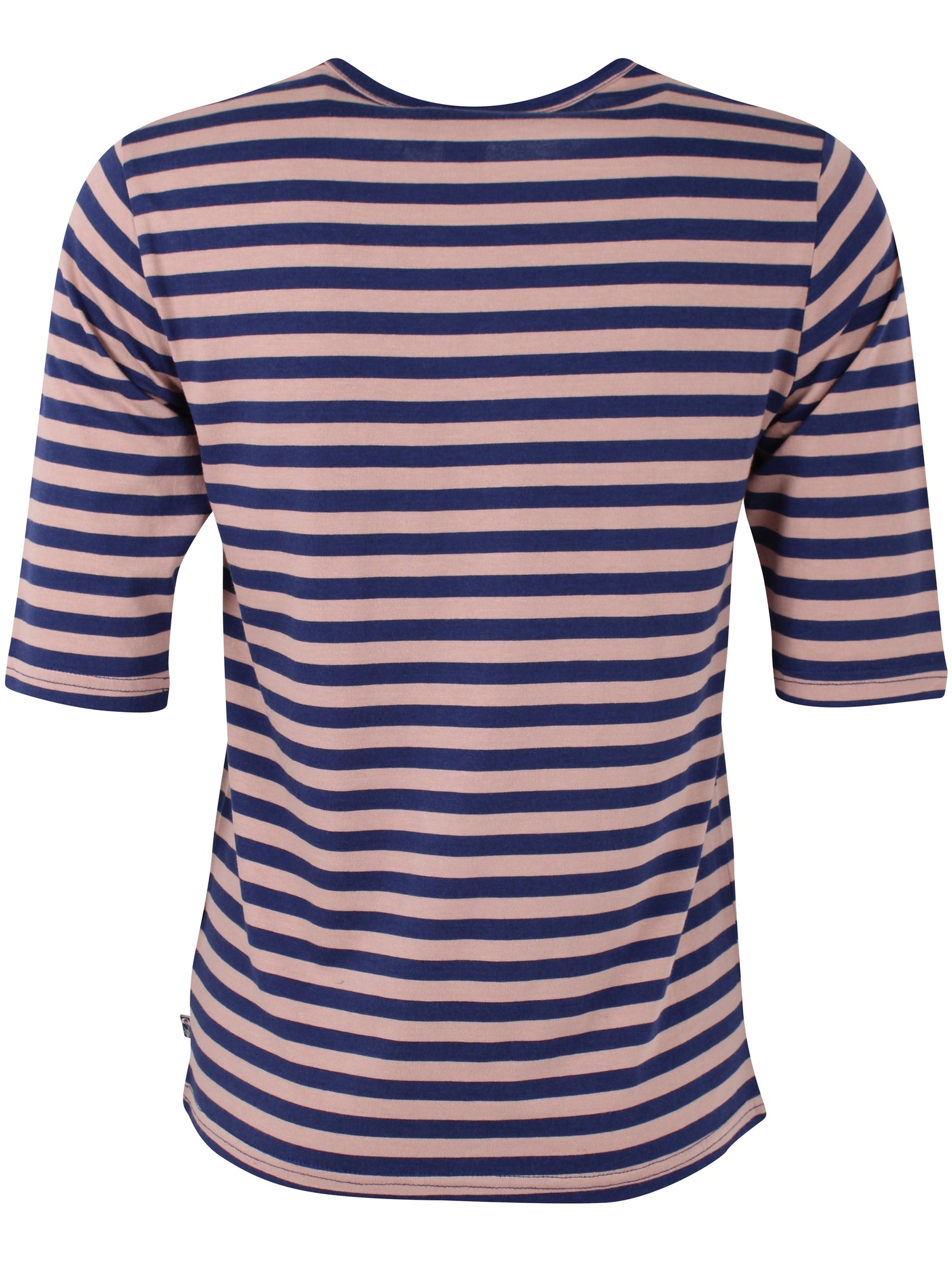 Lækker t-shirt med striber i mørkeblå og støvet rosa til kvinder