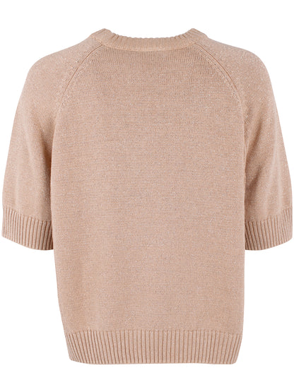 Sød sweater i varm sandfarve med glitter til kvinder fra Danefæ