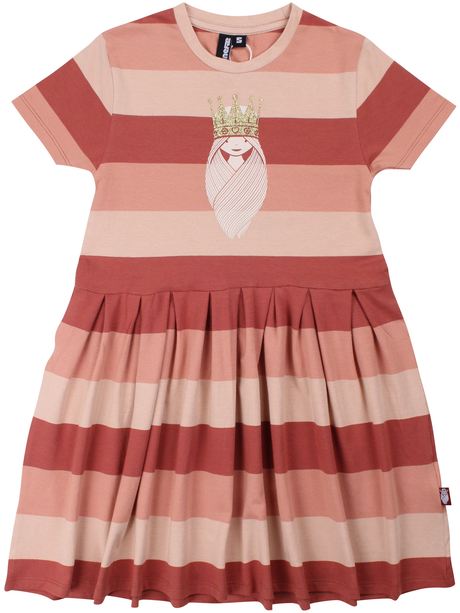 Stribet kjole til børn med print af prinsesse
