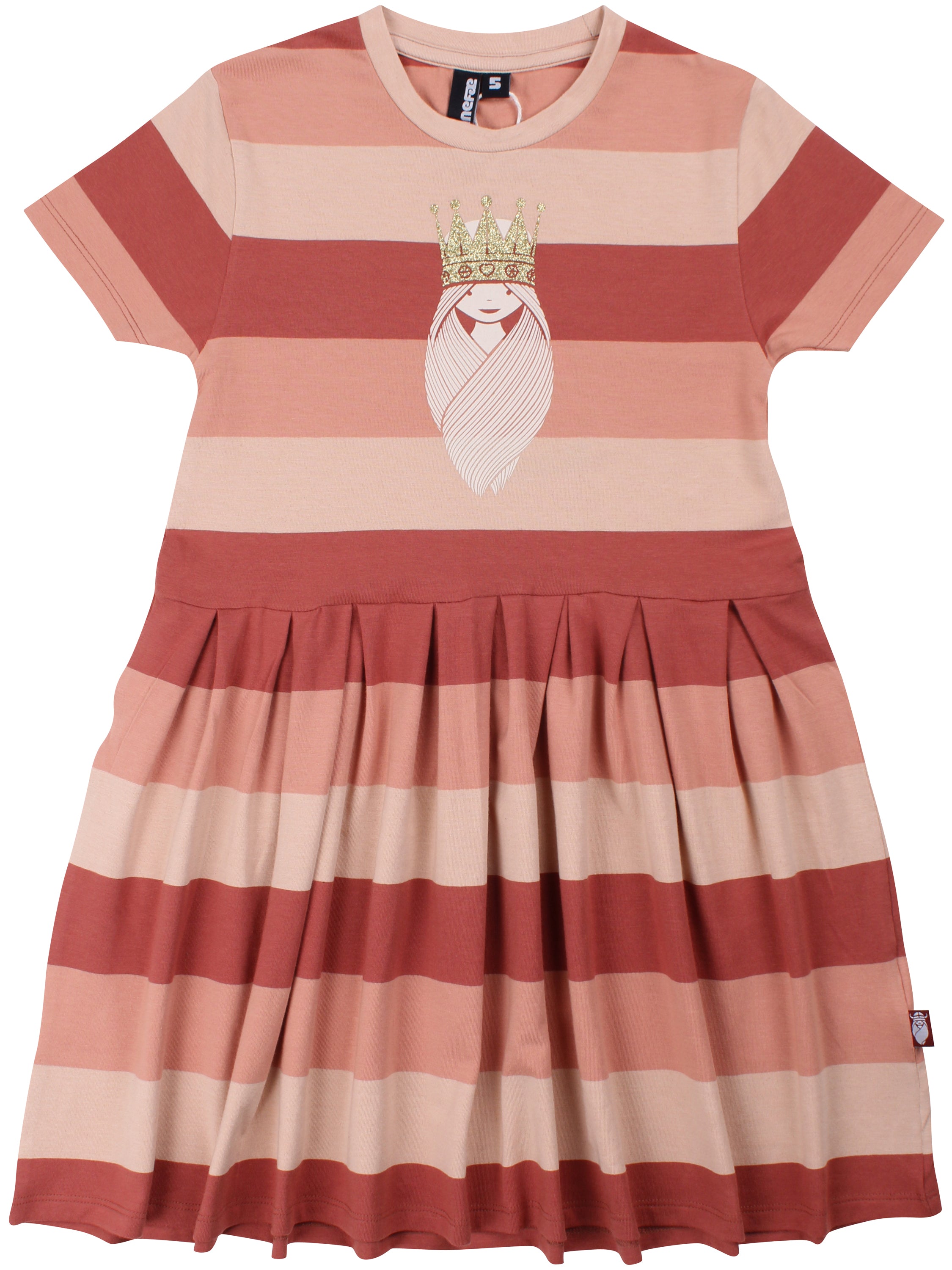 Stribet kjole til børn med print af prinsesse