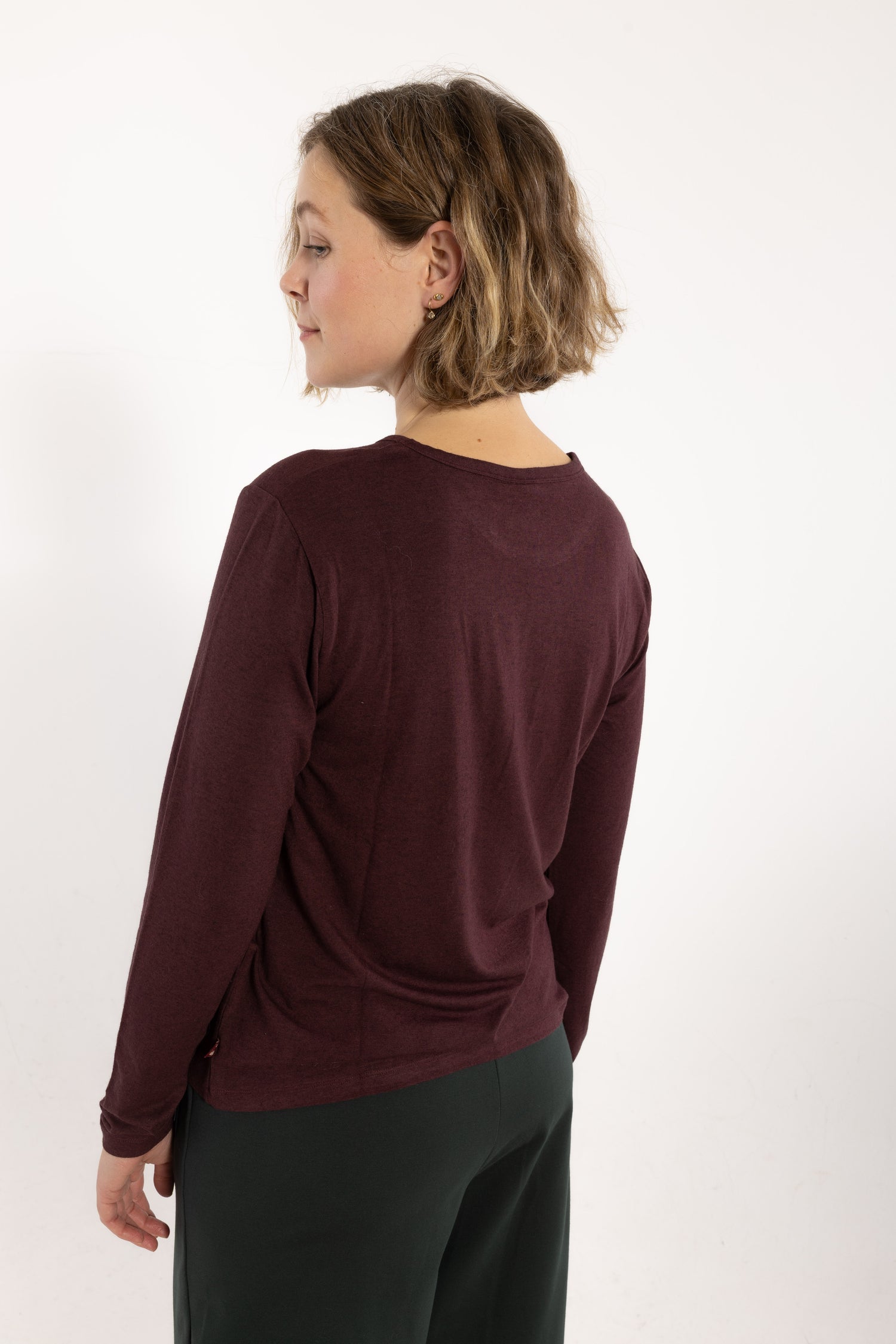Danemerry Wool LS Tee Dark Wine