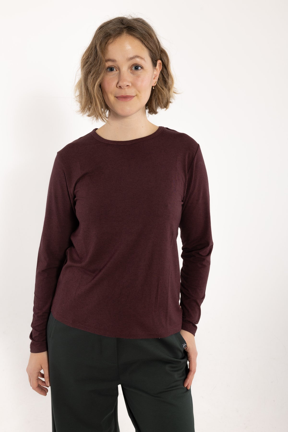 Danemerry Wool LS Tee Dark Wine
