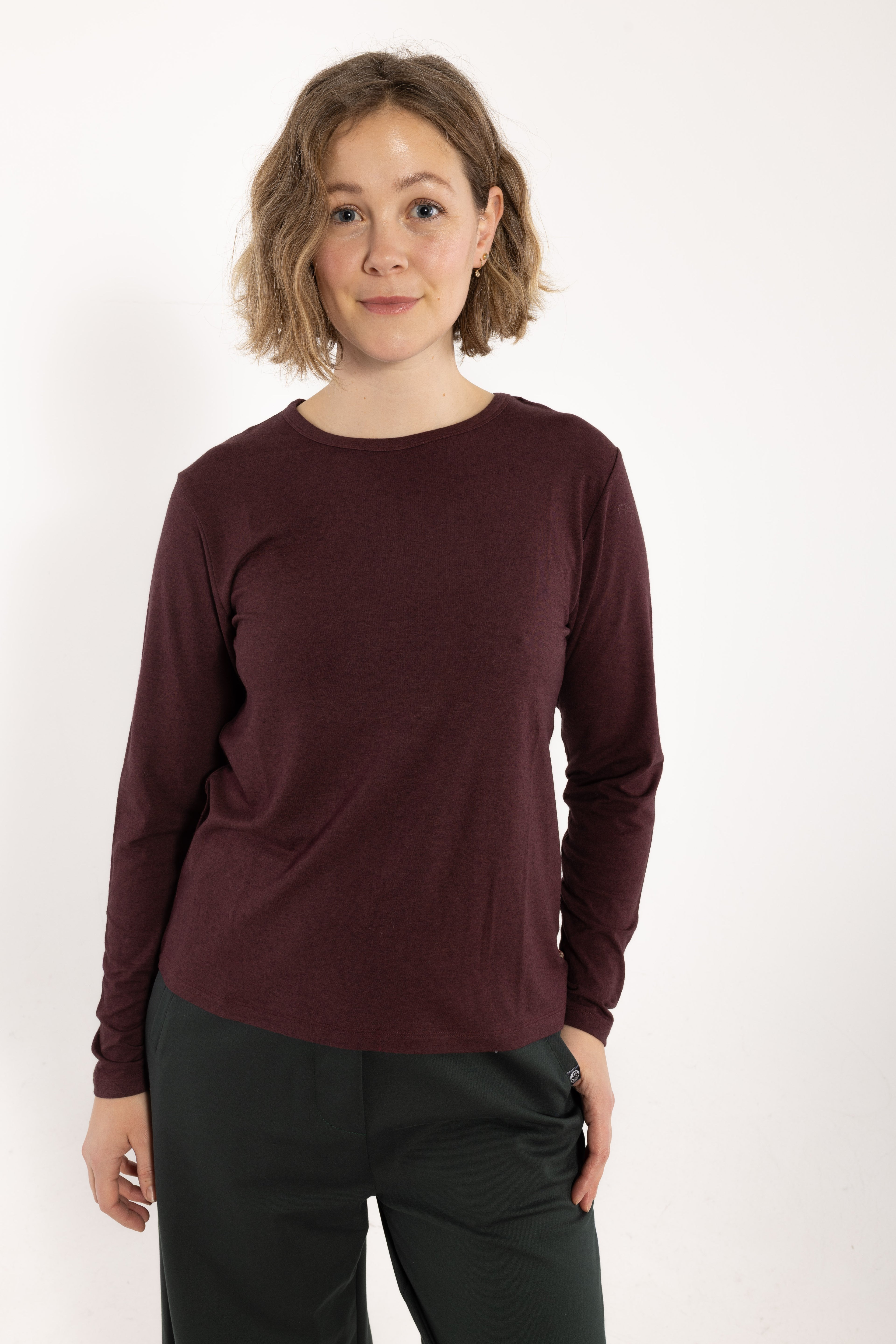 Danemerry Wool LS Tee Dark Wine