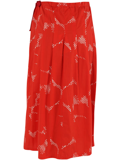 Flot nederdel i rødt og hvidt mønster til kvinder