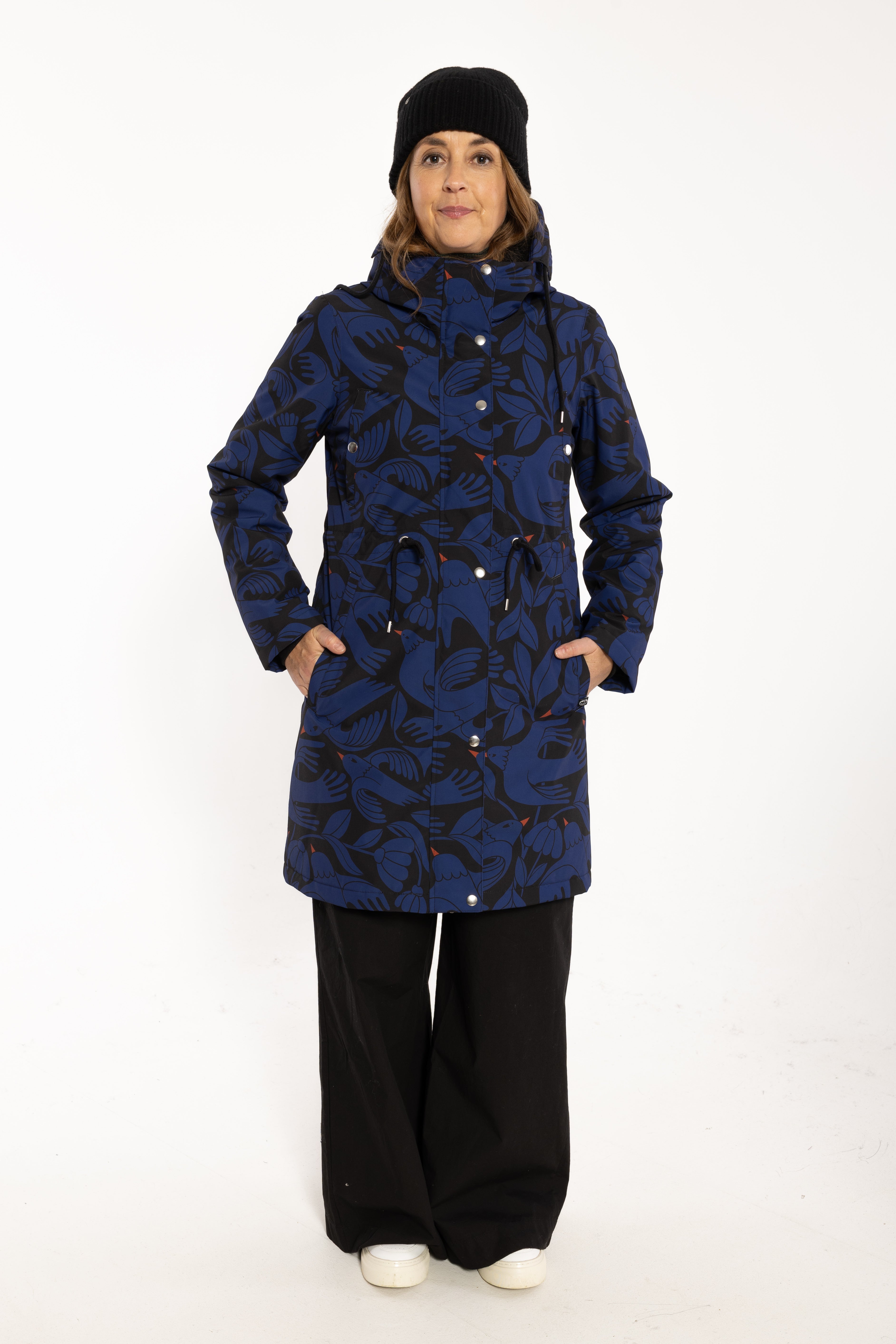 Danenora AOP Winter Parka Black/Deep Blue BIRDIEUP