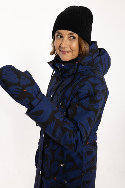 Danenora AOP Winter Parka Black/Deep Blue BIRDIEUP