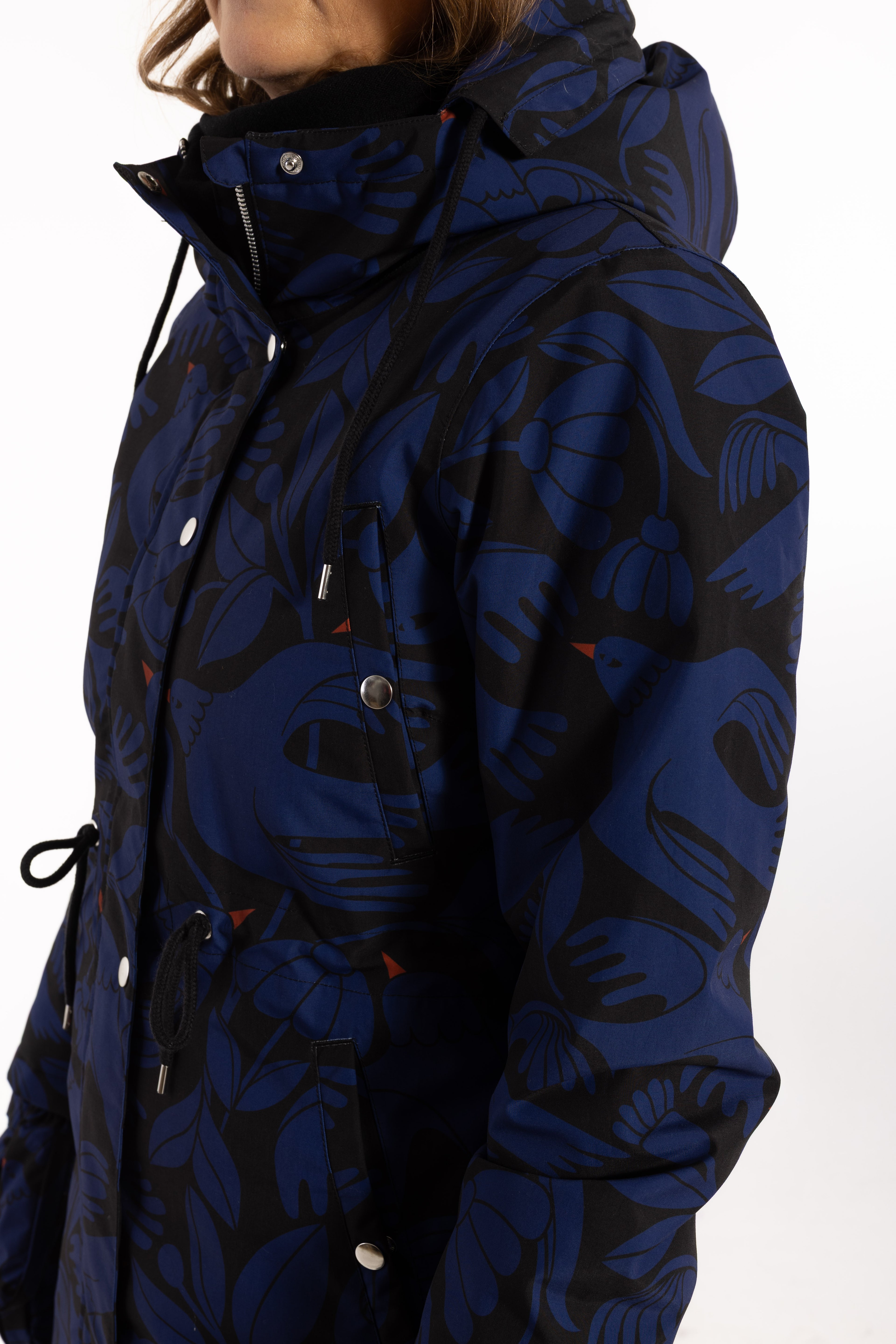 Danenora AOP Winter Parka Black/Deep Blue BIRDIEUP