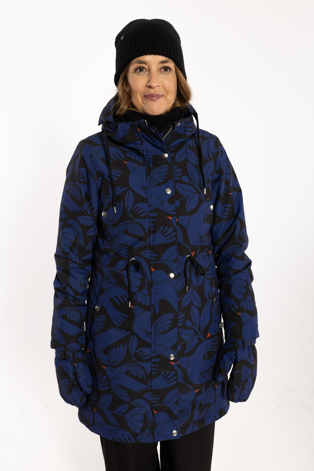 Danenora AOP Winter Parka Black/Deep Blue BIRDIEUP