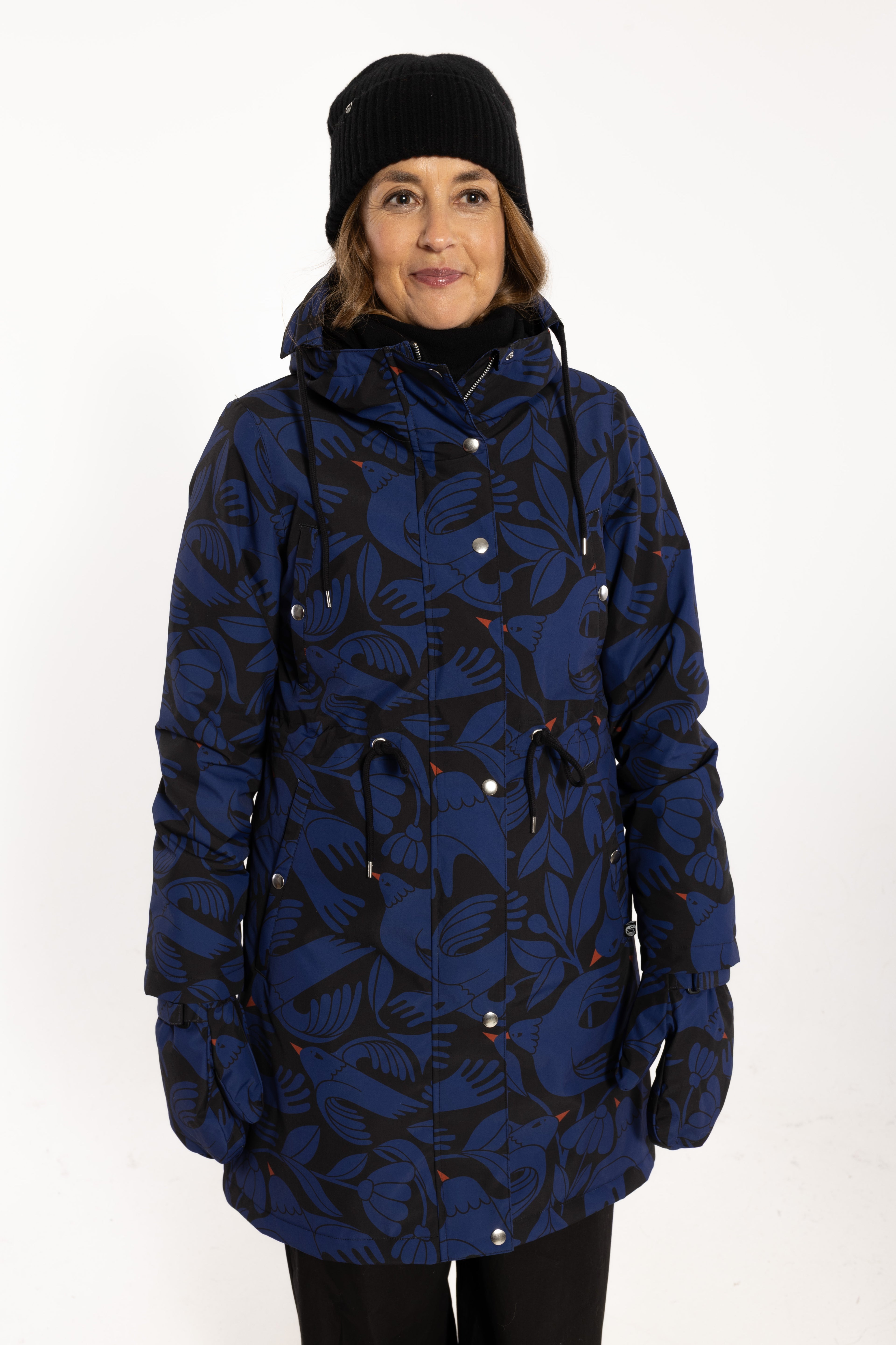 Danenora AOP Winter Parka Black/Deep Blue BIRDIEUP