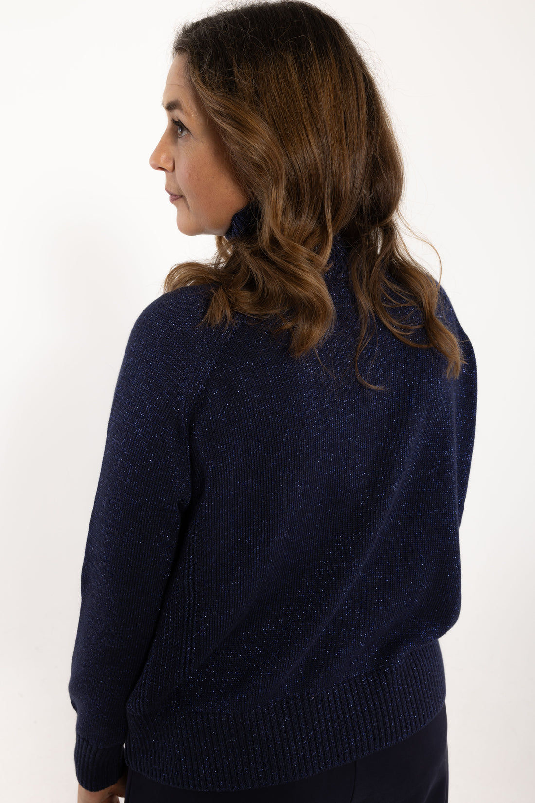 Danenorma Highneck Glitter Sweater Dark Navy