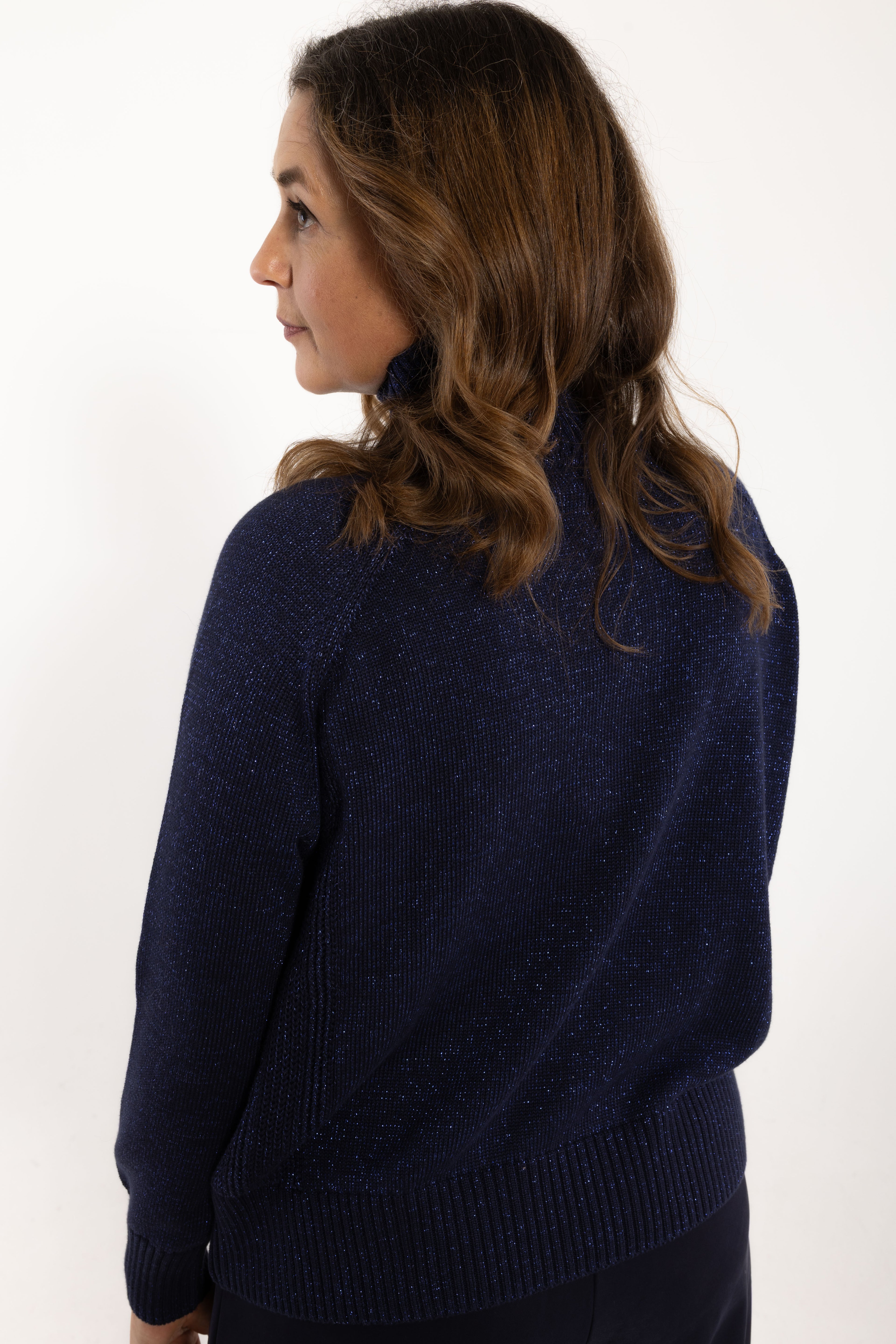 Danenorma Highneck Glitter Sweater Dark Navy