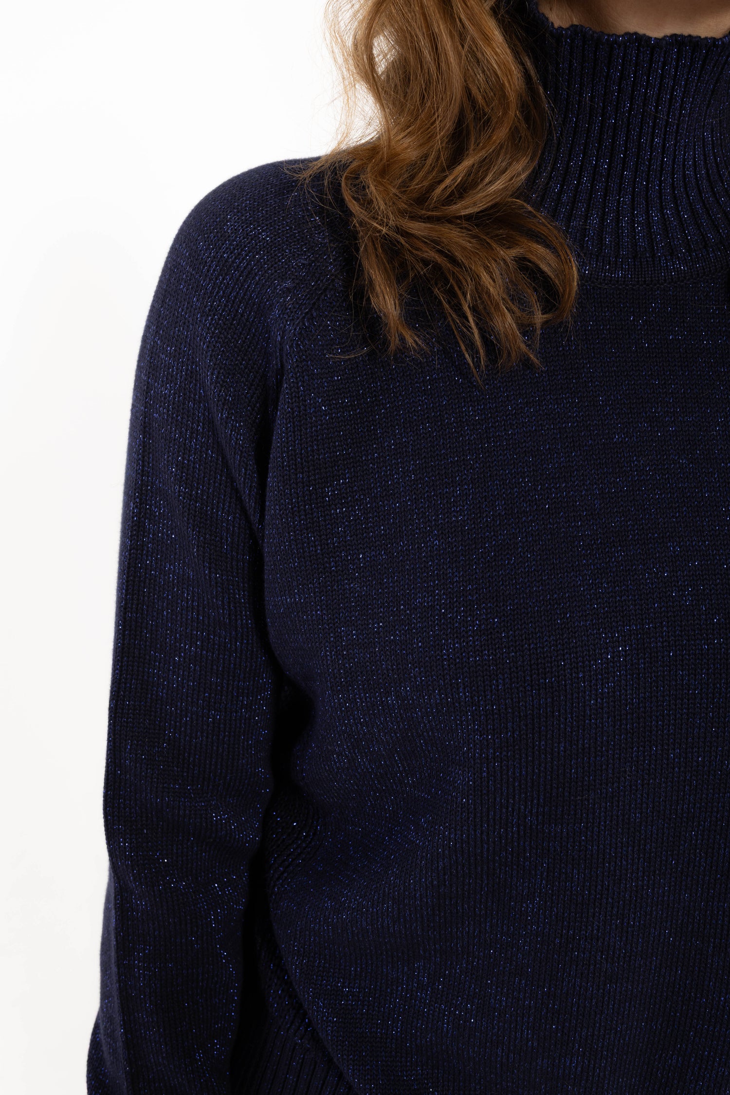 Danenorma Highneck Glitter Sweater Dark Navy