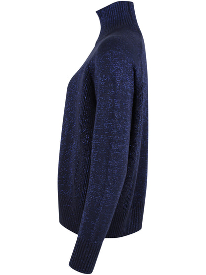 Danenorma Highneck Glitter Sweater Dark Navy