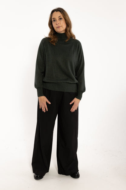 Danenorma Highneck Wool-Mix Glitter Sweater Dark Army