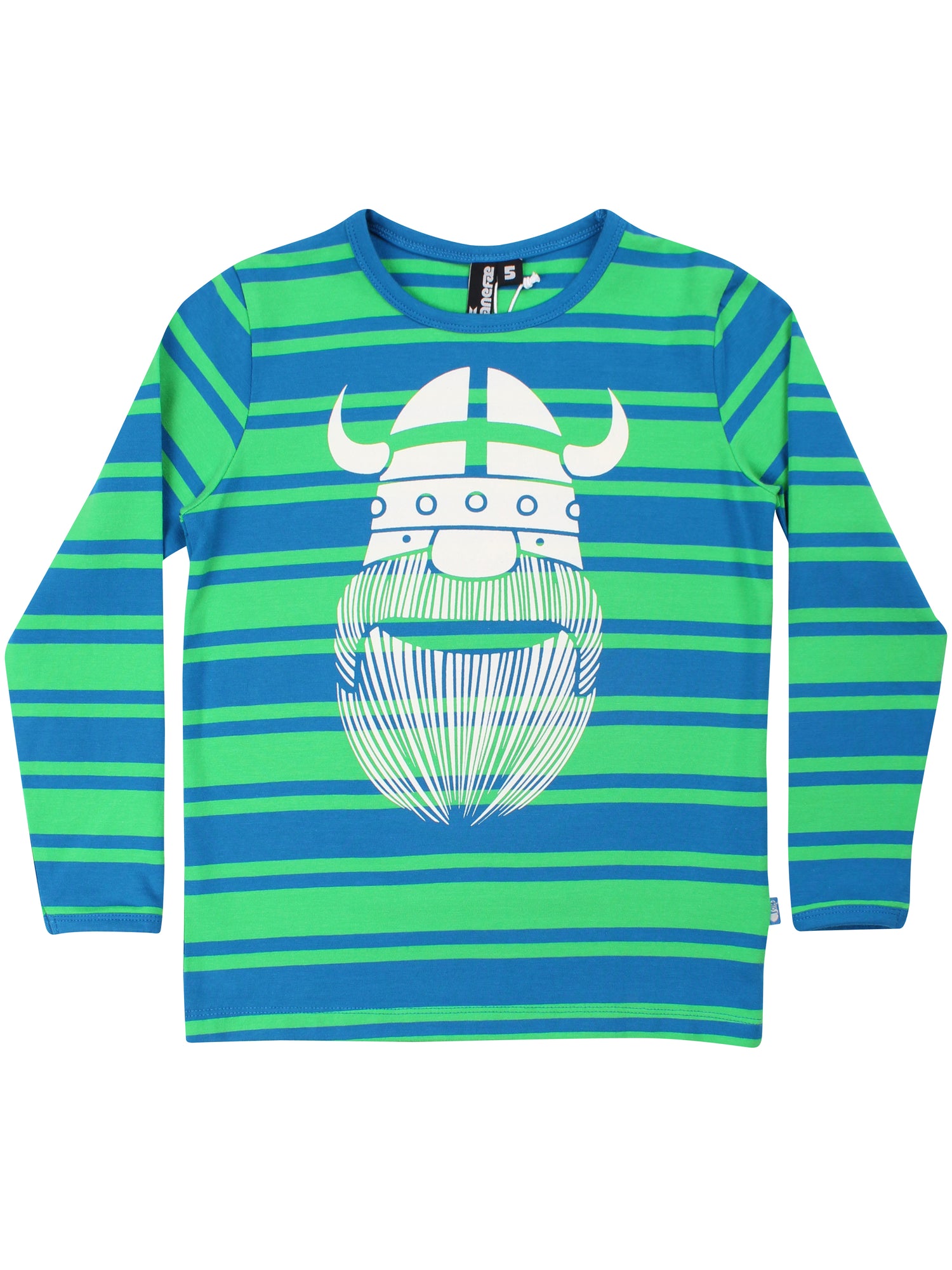 Stribet bluse i bomuld til børn med print af viking