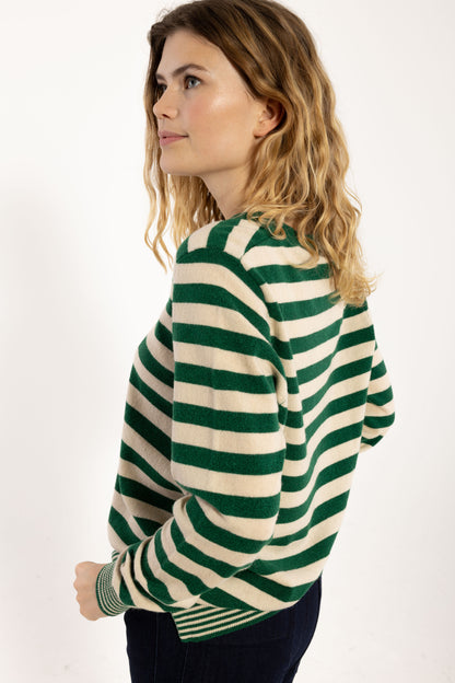 Danenote Merino Wool Glitter Sweater Dark Pine Glitter/Light Beige