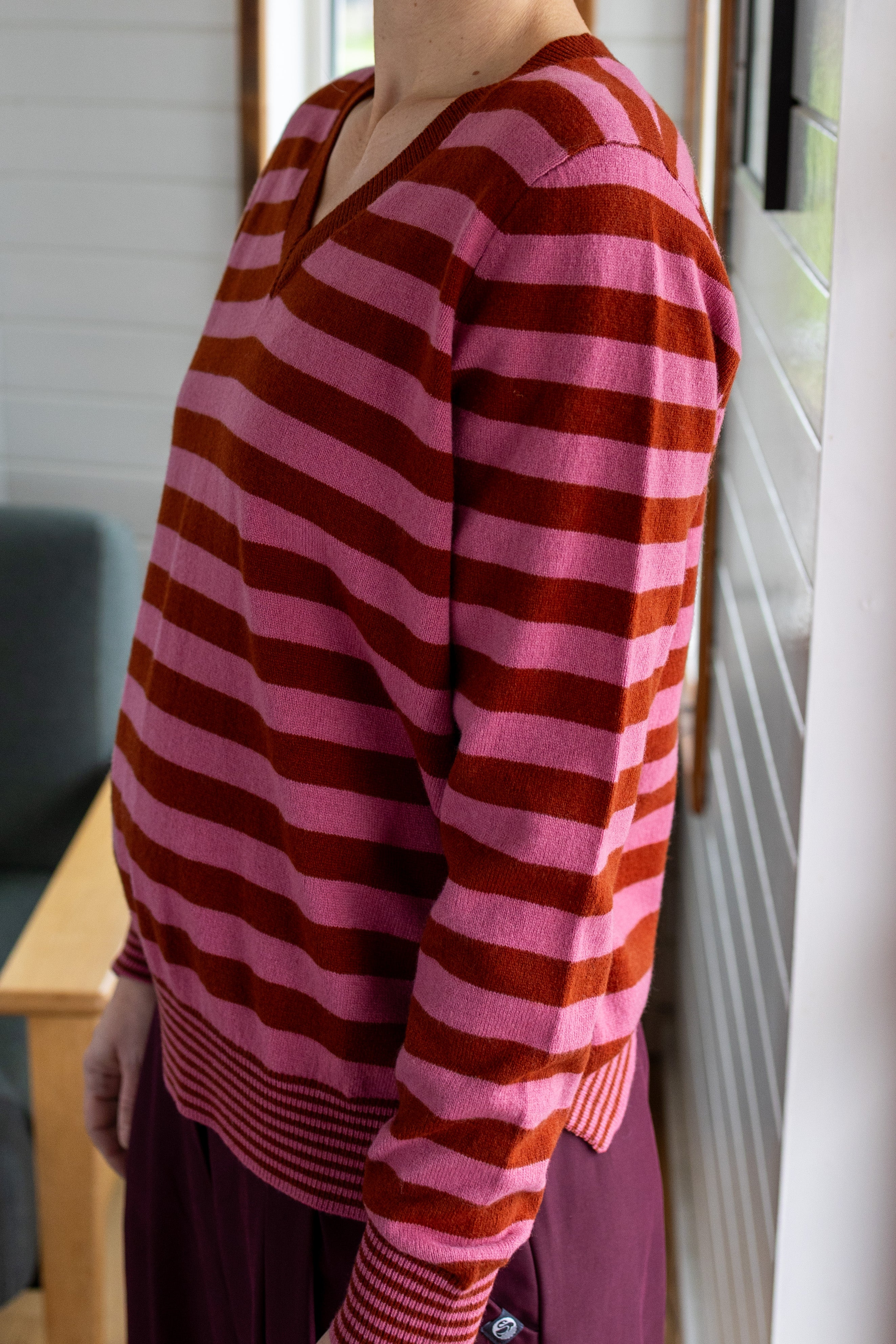 Danenote Merino Wool Sweater Berry Compote/Chili