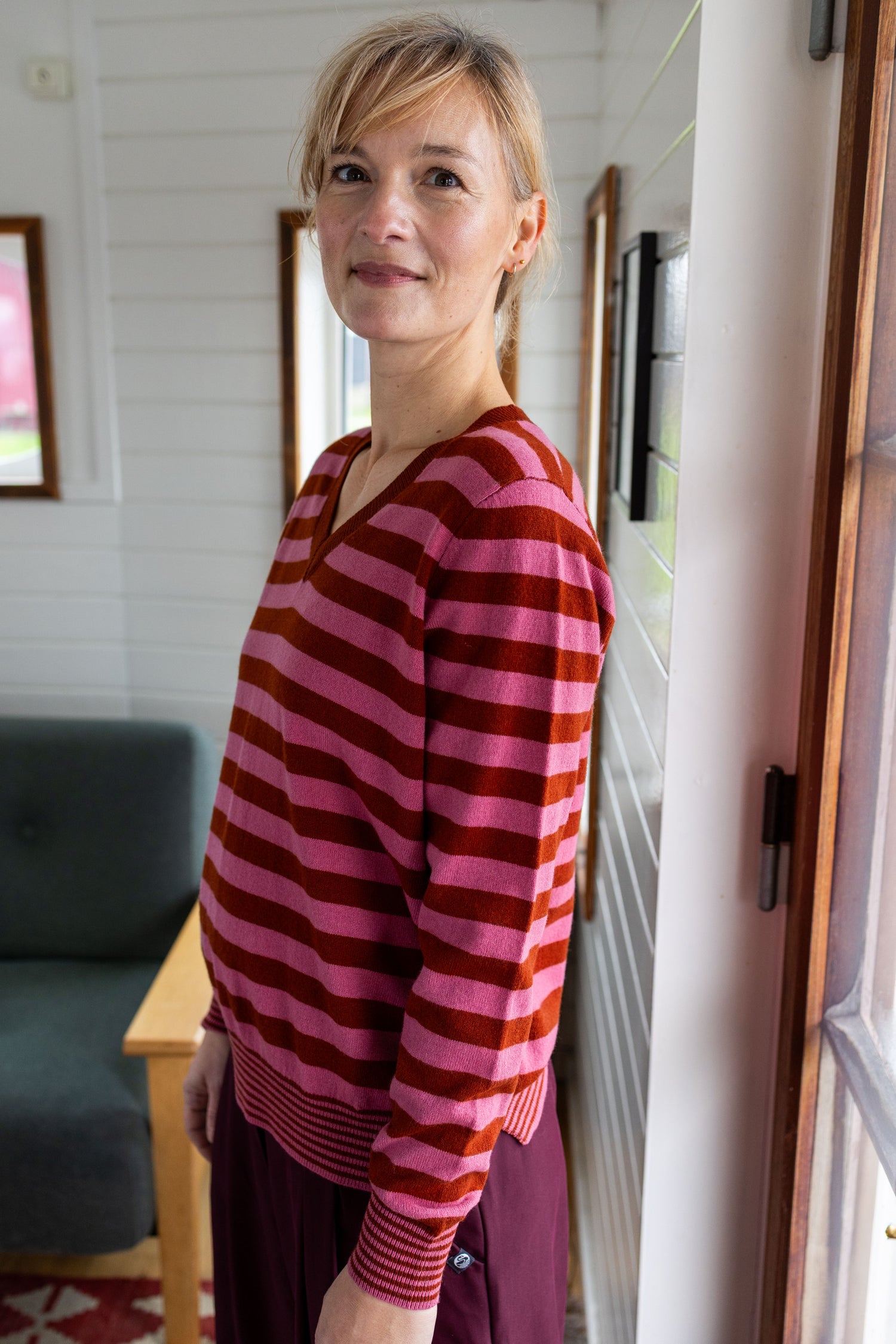 Danenote Merino Wool Sweater Berry Compote/Chili