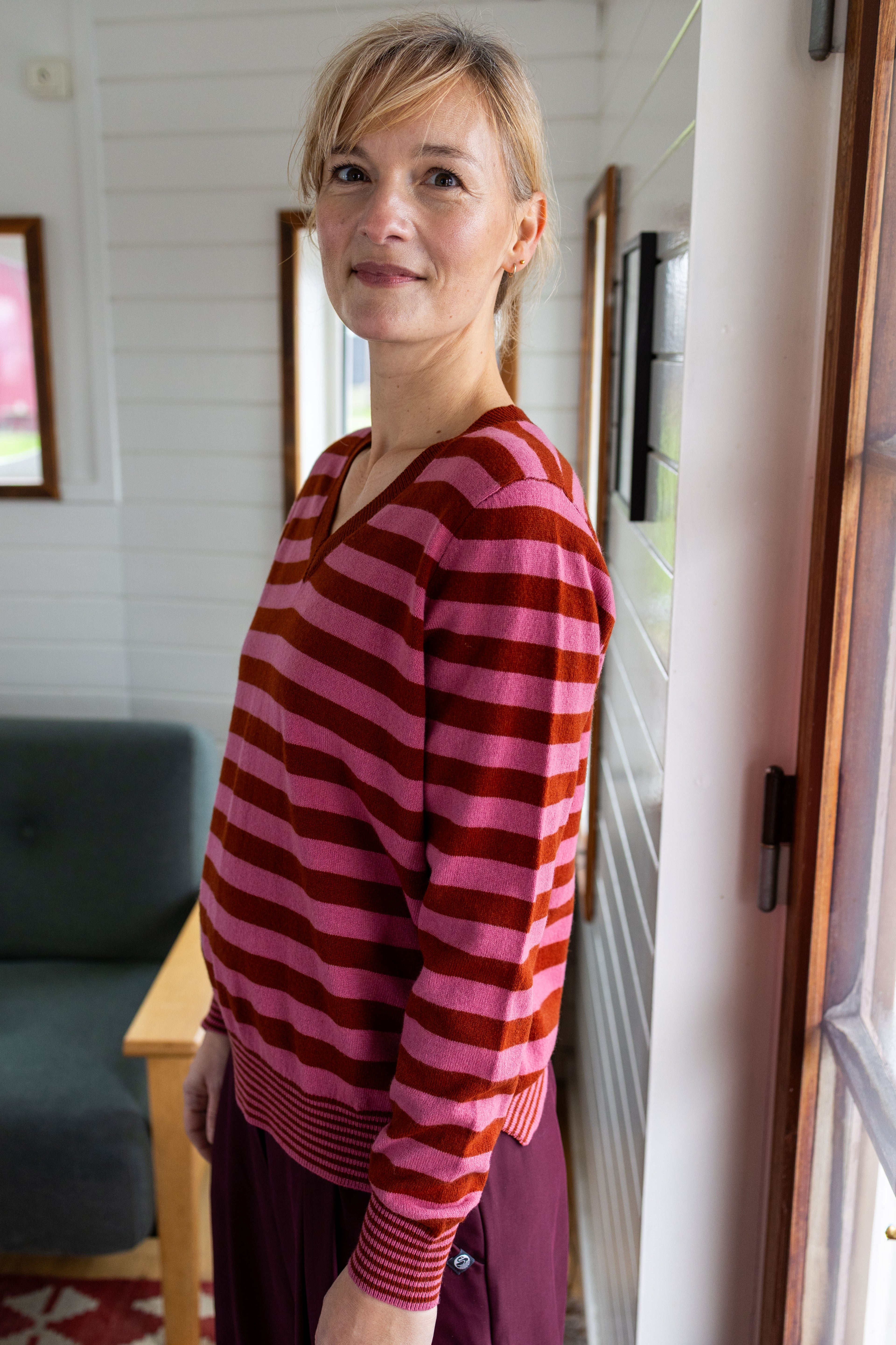 Danenote Merino Wool Sweater Berry Compote/Chili