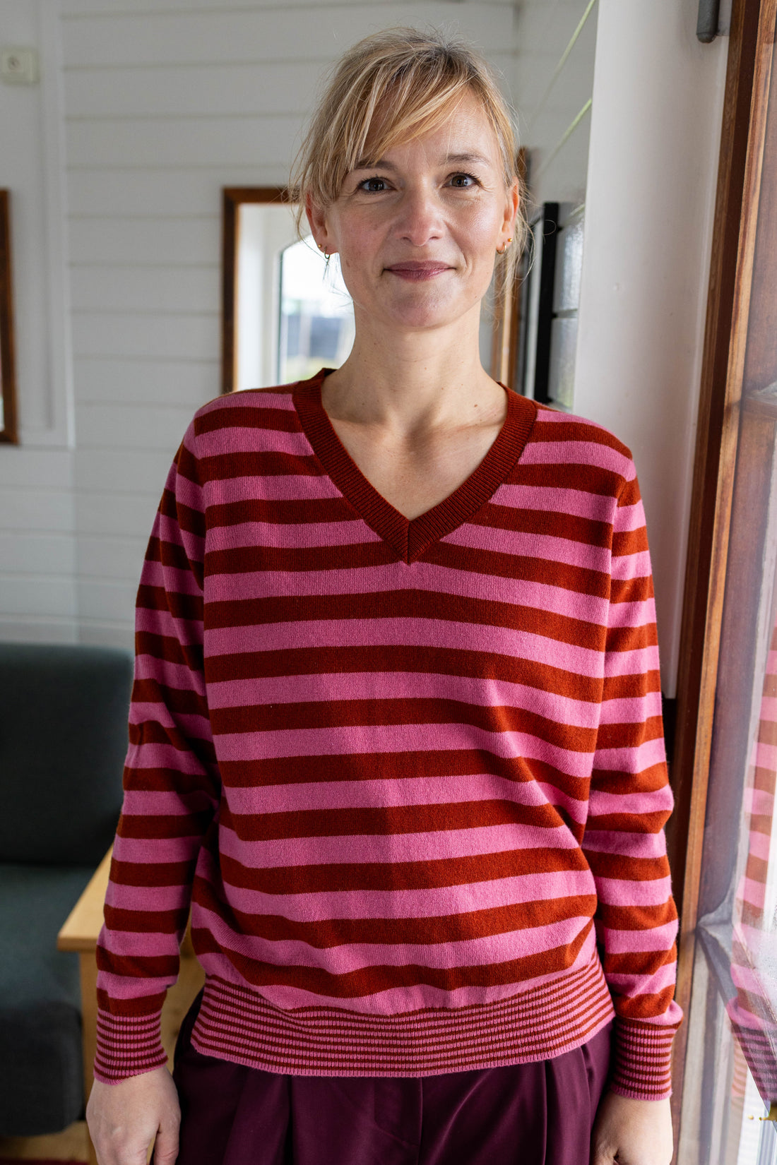 Danenote Merino Wool Sweater Berry Compote/Chili