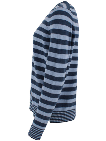 Danenote Merino Wool Sweater Porcelaine/Dark Grey Blue